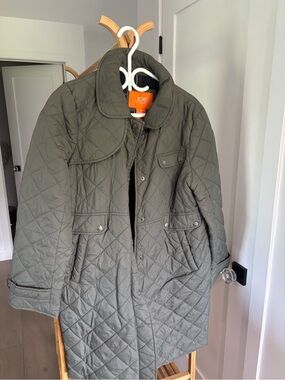 Joe Fresh Quilted Olive Coat with Curved Collar